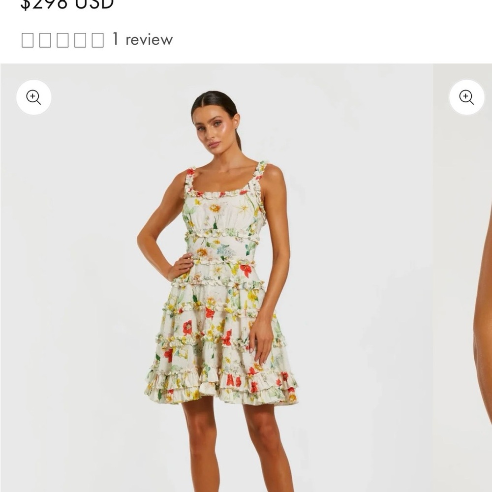 Mac Duggal Floral Ruffle Mini Dress